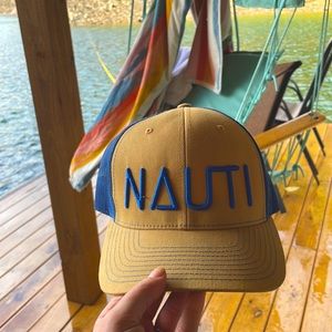 “Nauti” Gold & Blue Trucker Hat ⚓️
